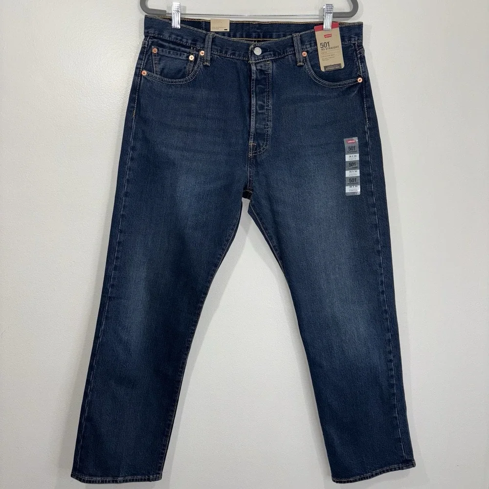 Levi's 501 '93 Jeans Mens 36x30 Blue Straight Fit Button Fly Dark Wash Denim NWT